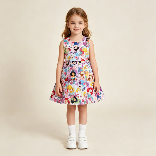 RTS NO MOQ yoga fabric GSD2136 Cute Clothes Baby Girls Princess Flowers Active Wear Skort Knee Length Dresses