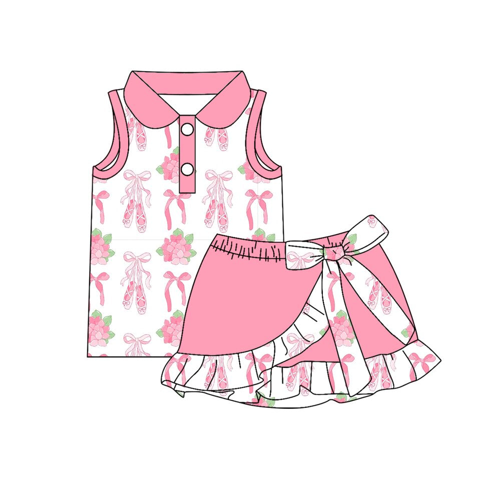 26.1.24 custom each style moq 5 eta 6-8week Sibling Sisters ballet shoes baby girl clothes short sleeve skirts sets 3 match family design
