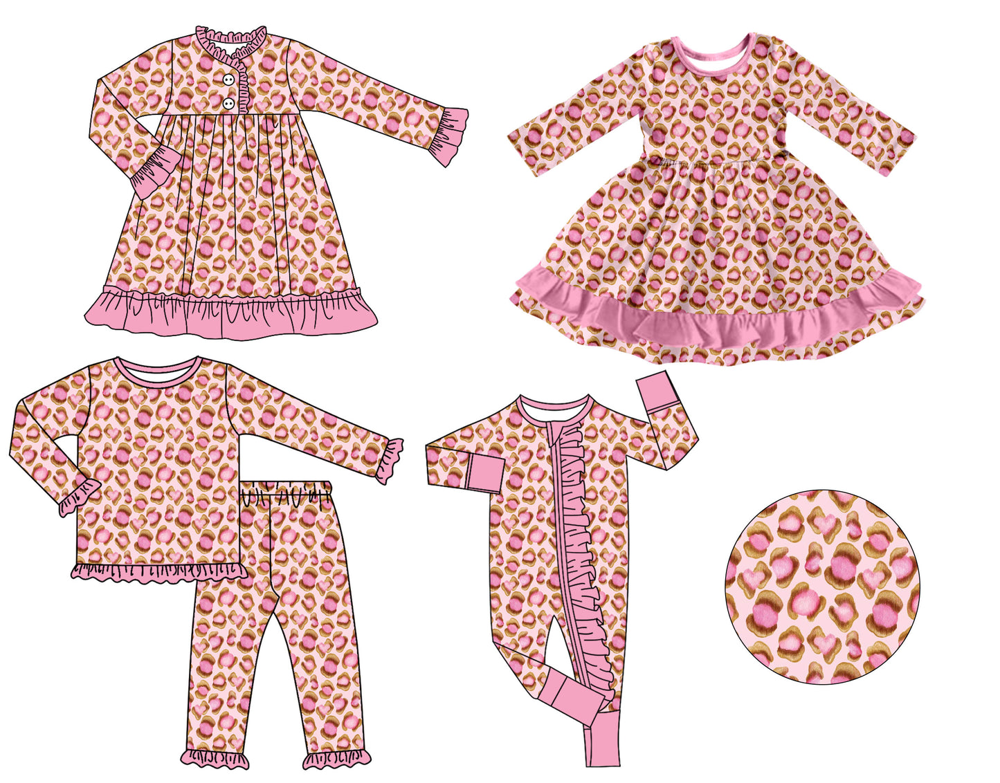 25.8.19 custom each style moq 5 eta 4-6week Sibling Sisters baby girl long sleeve pants sets and romper and dress 1 and dress 2 match family design