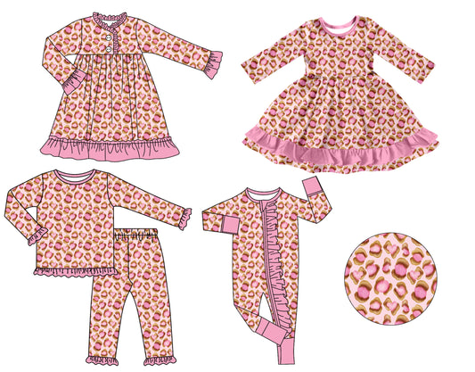 25.8.19 custom each style moq 5 eta 4-6week Sibling Sisters baby girl long sleeve pants sets and romper and dress 1 and dress 2 match family design