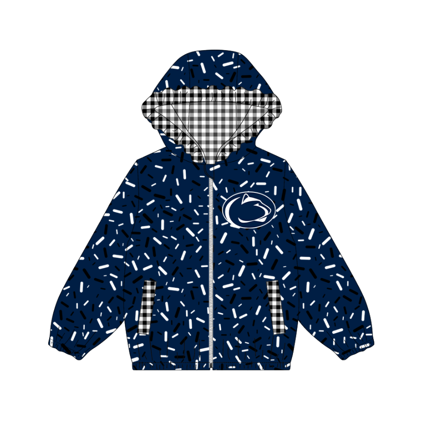 10.3-5-Custom moq 8 mix size milk silk summer team baby girls clothes navy blue hooded long sleeve top-25.10.9