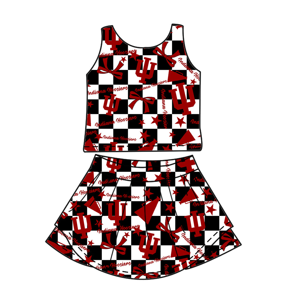 Custom moq 5 mix size milk silk summer teams baby girls clothes team bow brick red sleeveless skirts sets and dress 1 and dress 2 and dress 3-25.6.30