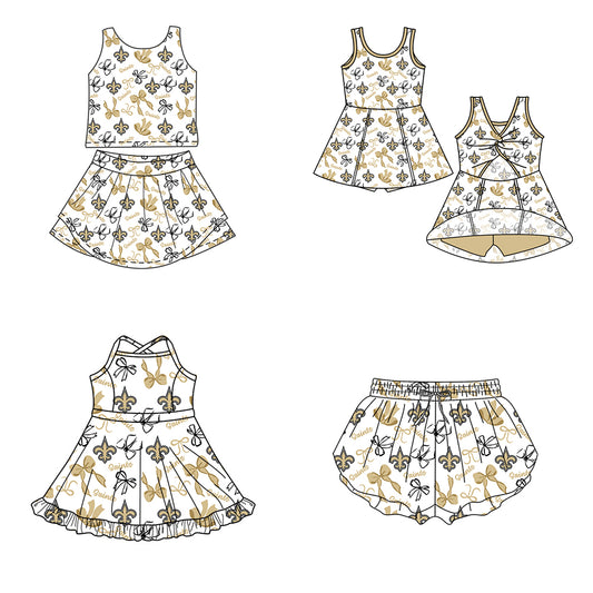 Custom moq 5 mix size milk silk summer teams Baby Girls Yellow Bow Vest Top Skirt Shorts Sets Sleeveless Knee Length Dresses Yoga Shorts Yoga Active Outfit