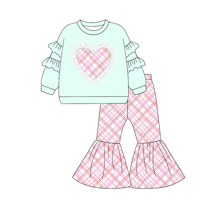 9.6 custom each style moq 5eta 4-6week Sibling Sister love teal baby girl sets and dress and rompers match family design