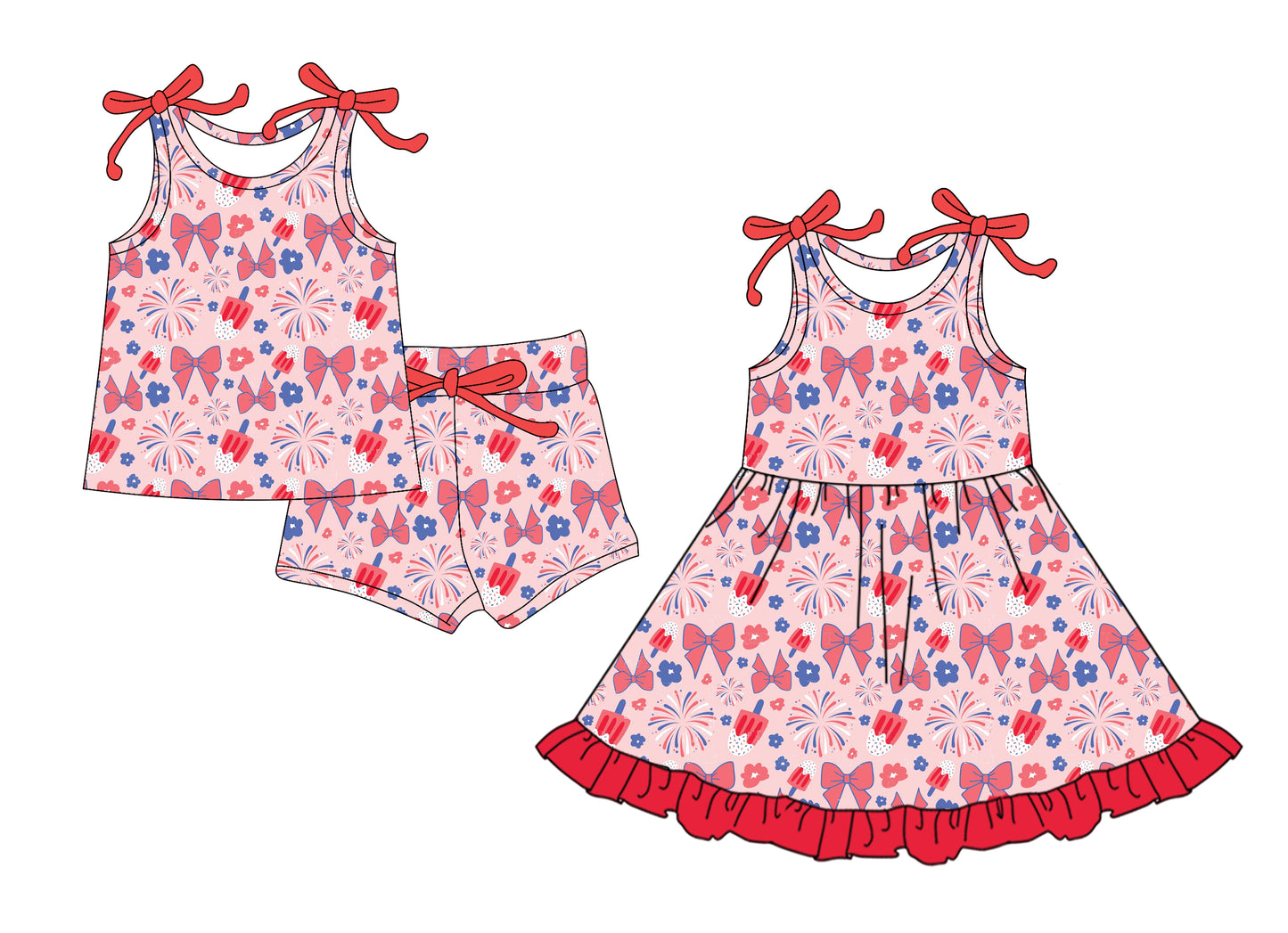 25.12.29 custom each style moq 5 eta 6-8week Sibling Sister bow baby short sleeve shorts sets and dress match design