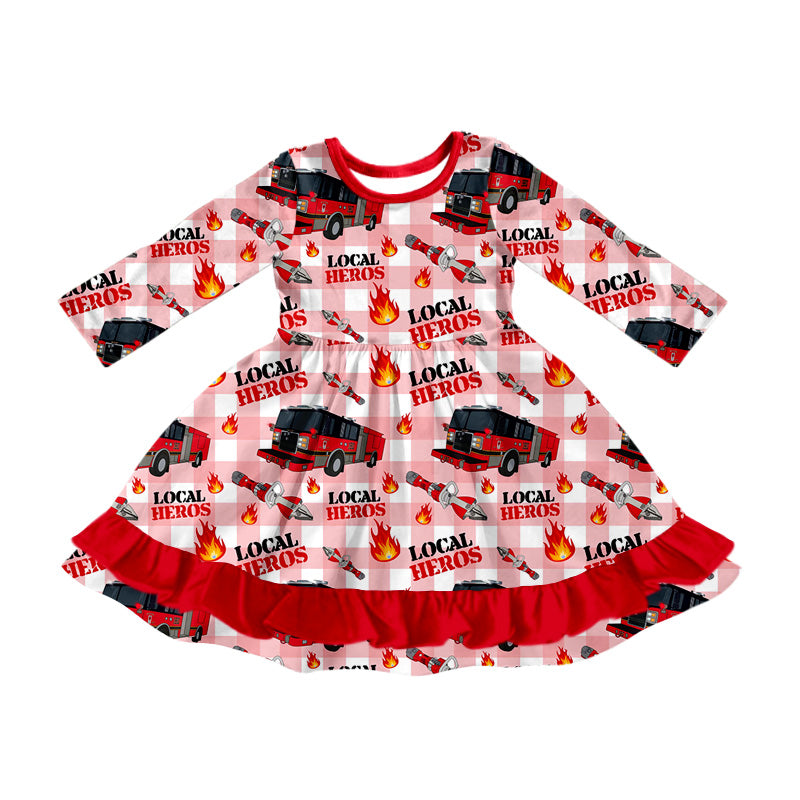8.3  custom each style moq 5eta 4-6week baby girls clothes local hero fire red long sleeve dress