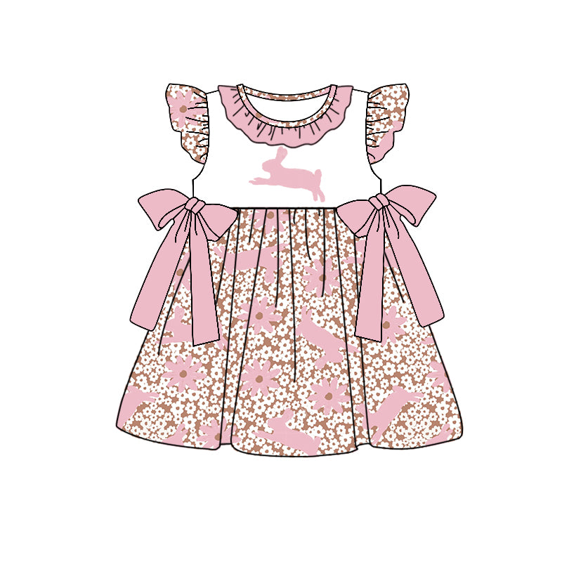 10.18 custom each style moq 5eta 4-6week Sibling Sister easter rabbit baby girl flying sleeve dress and rompers match family design
