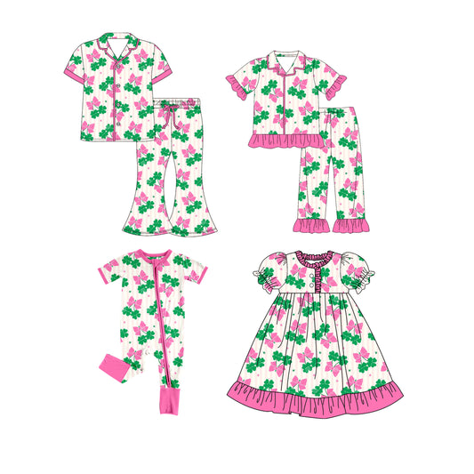 25.10.3 custom each style moq 8 eta 6-8week Sibling Sister bow baby short sleeve pants seta and dress and romper and adult set match design