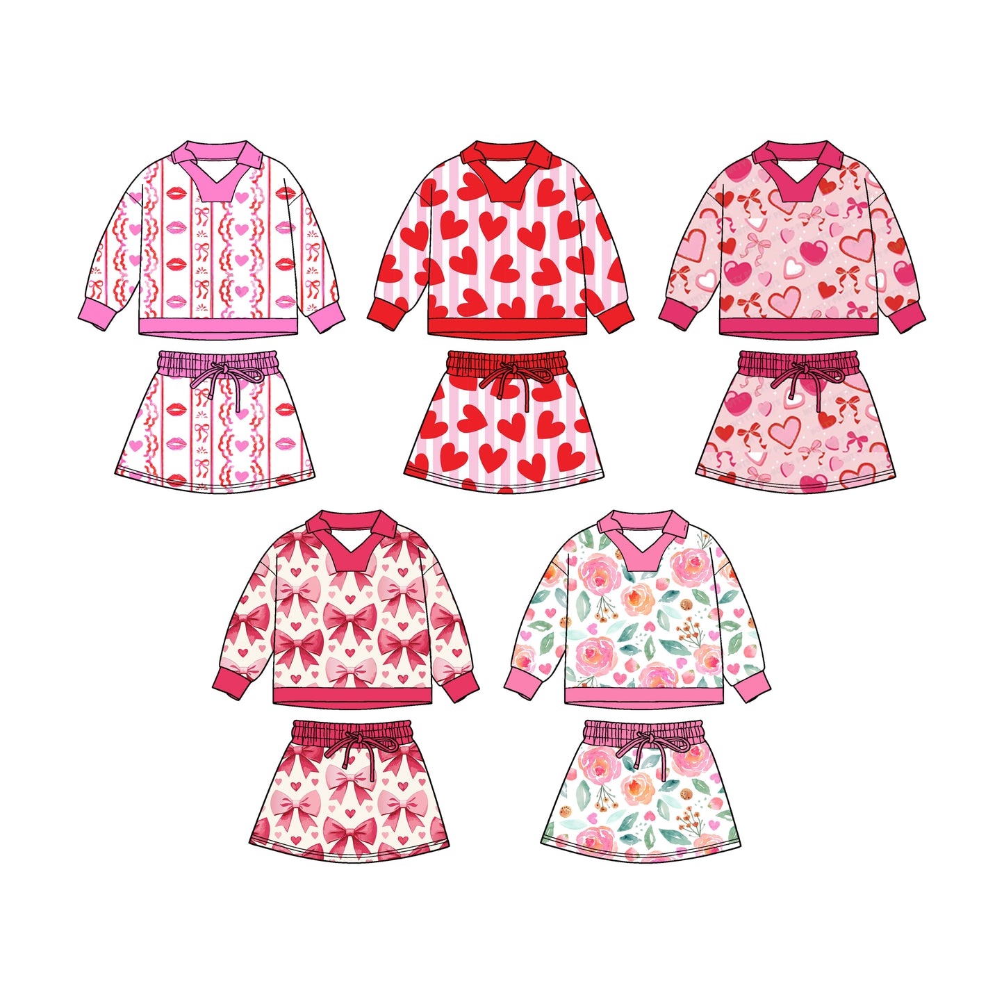 25.11.4 custom each style moq 5 eta 6-8week Sibling Sisters love baby girl long sleeve skirts sets 5 match family design