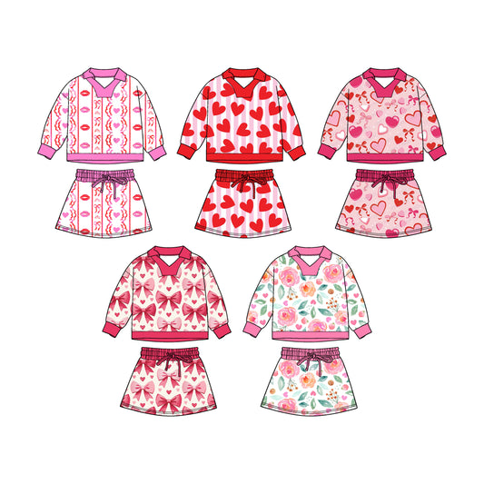 25.11.4 custom each style moq 5 eta 6-8week Sibling Sisters love baby girl long sleeve skirts sets 5 match family design
