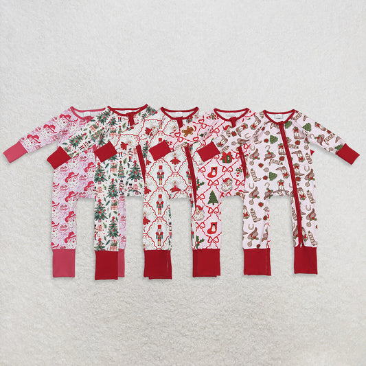 RTS Sibling baby girls clothes Christmas boot bow long Sleeve rompers