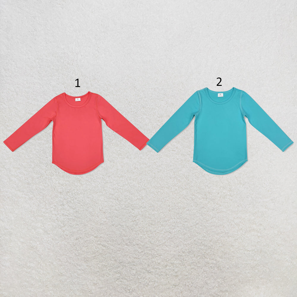 RTS NO MOQ Sibling cotton Baby Girls Solid Color Crew Neck Long Sleeve Tee Daily Top