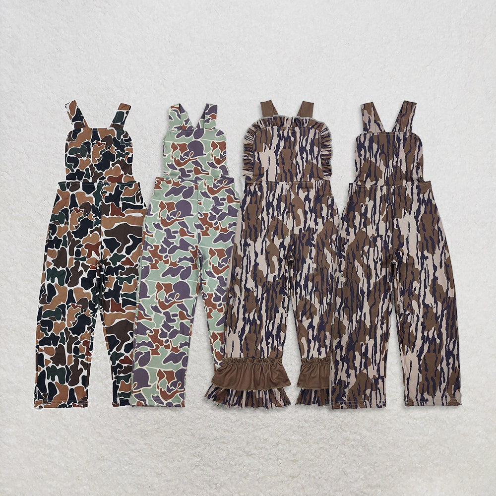 RTS NO MOQ Sibling Baby Boys and Girls Brown Camouflage OverallsJumpsuits