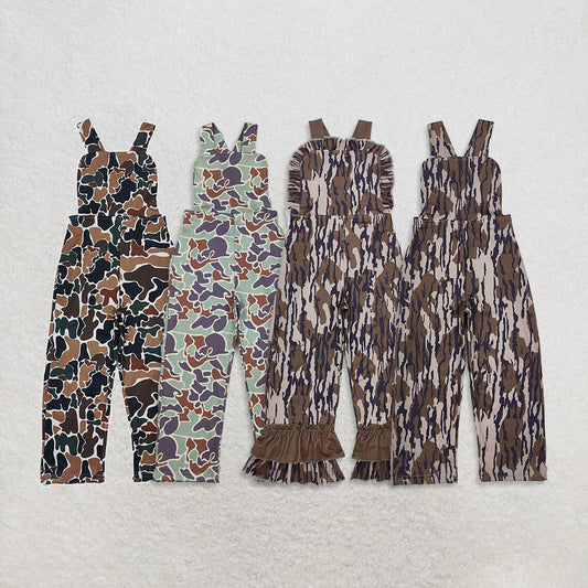RTS NO MOQ Sibling Baby Boys and Girls Brown Camouflage OverallsJumpsuits