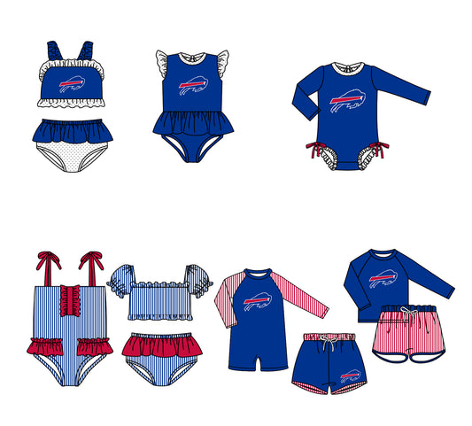 Custom moq 5 mix size milk silk summer teams Blue baby girl boys clothes Two-Piece Swimsuit Set One Piece Swimsuits boy swim trunks