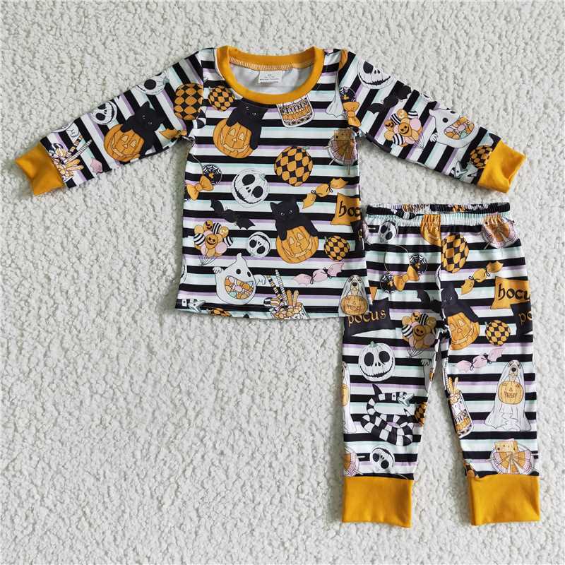RTS Halloween Pumpkin Witch Purple Long Sleeve Dress Pumpkin Witch Pumpkin Matching Pajama Set
