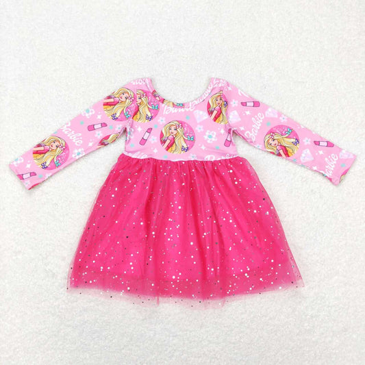 GLD0494 girls  red  long sleeve dress
