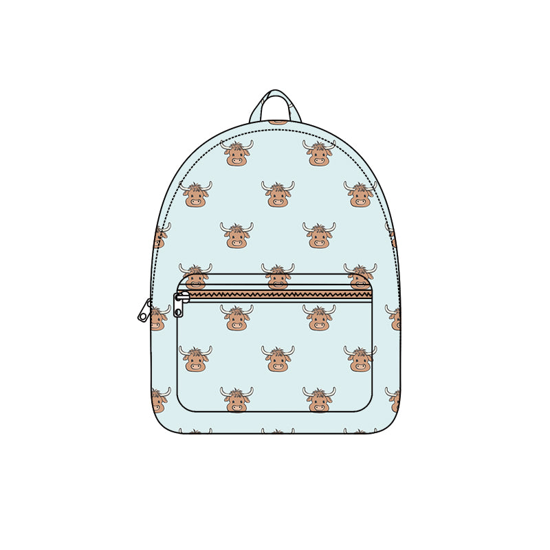 8.19 custom each style moq 5 eta 4-6weeks baby kids cow head light blue fashion backpack