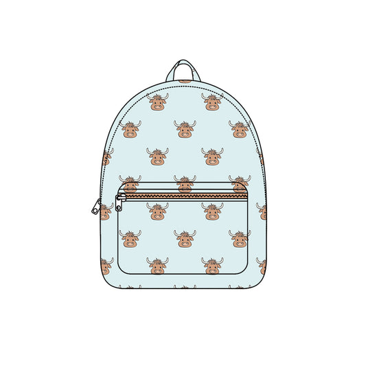 8.19 custom each style moq 5 eta 4-6weeks baby kids cow head light blue fashion backpack