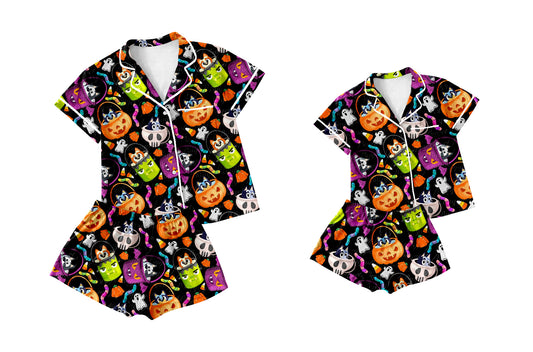 5.6 custom each style moq 5eta 4-6week Sibling Sister pumpkin short sleeve shorts sets and adult sets match design