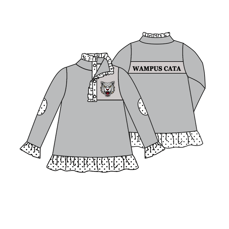 custom moq 5 mix size MSD070602 Baby Girls Long Sleeve Zip Up Team Pullover Jackets Tops