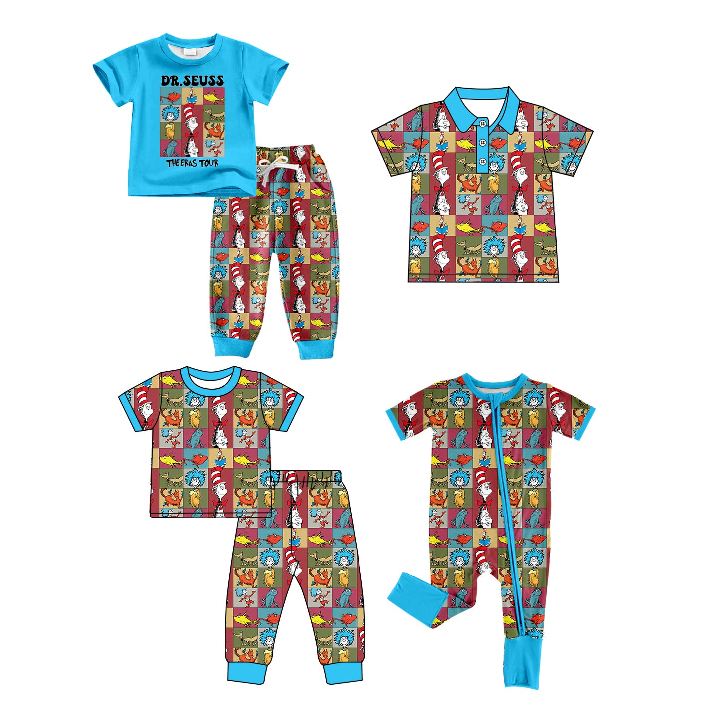 11.29 custom each style moq 5eta 4-6week Sibling Sister dr seuss baby girl sets and sets 2 and rompers and top match family design