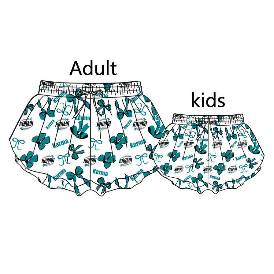 custom moq 5 mix size MSD072202 Kids And Adult Bows Print Yoga Shorts Active Team Bottoms
