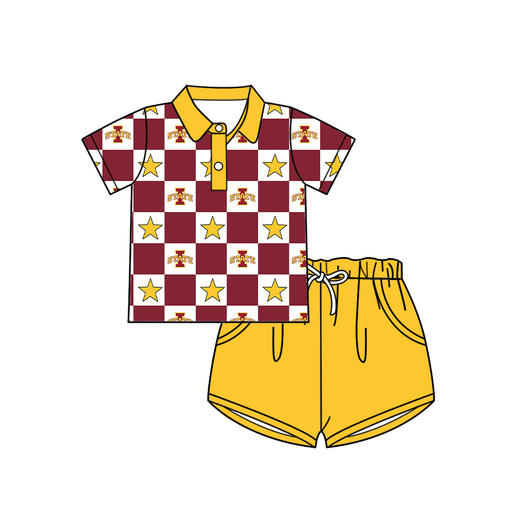 Custom moq 5 mix size milk silk summer teams Red Checked Bows Baby Girl Sleeveless Top Skirt Short Set Dress And Shorts Yoga Outfit Boy's Top Shorts Set Romper