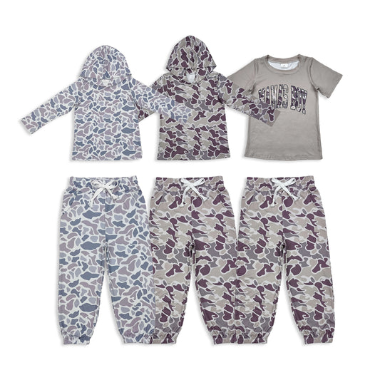 Sibling Baby Boys girl clothes camouflage duck hooded long Shirt 2 and pants Summer Clothes