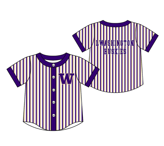 Custom moq 5 mix size milk silk summer teams Purple Striped Short-Sleeved Button-Down Shirt for Baby Boy Summer Outfit