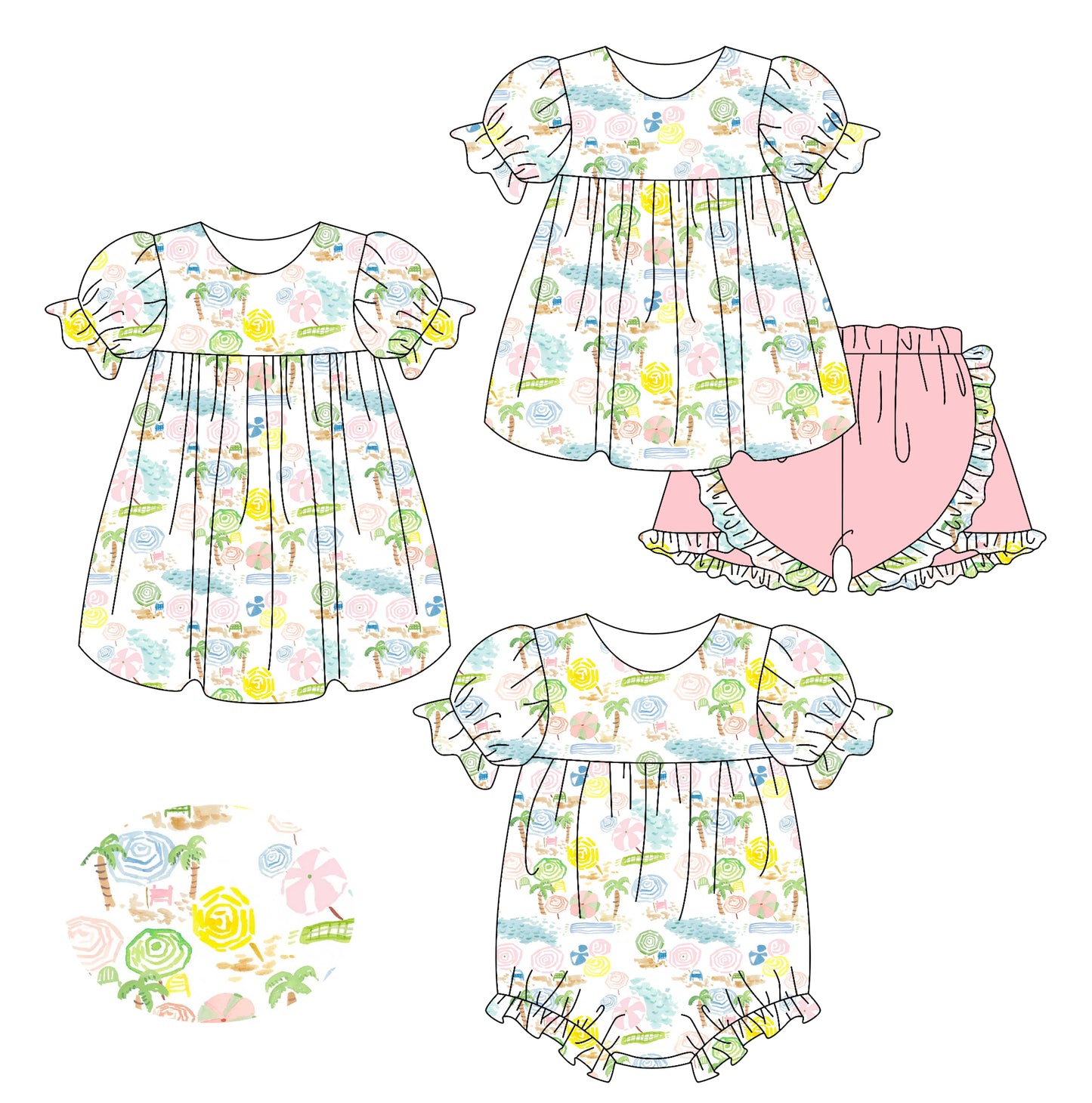 2.17 custom each style moq 5eta 4-6week Sibling Sisters floral baby girl short sleeve shorts sets and dress and rompers match family design