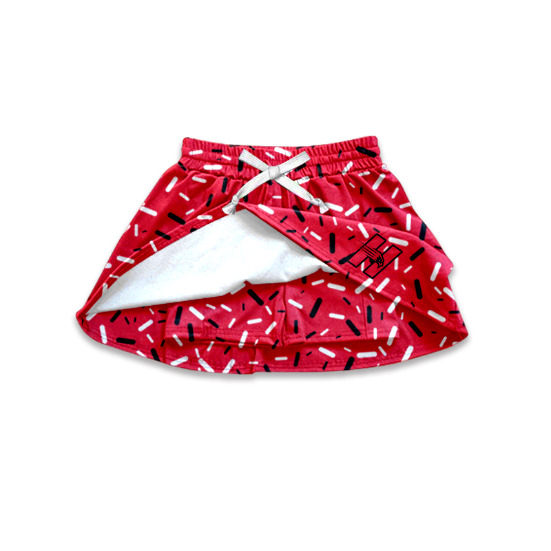 custom moq 5 mix size MSD082404 Baby Girls Team Print Black White Sprinkle Print Skirt