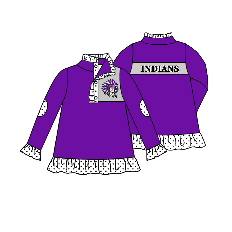 custom moq 5 mix size MSD071102 Baby Girls Casual Long Sleeve Zip Front Pullover Team Top