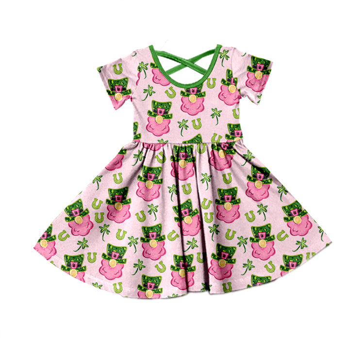 10.12 custom each style moq 5eta 4-6week baby girl clothes Four Leaf Clover short sleeve dress