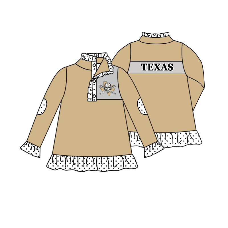 custom moq 5 mix size MSD071002 Baby Girls Long Sleeve Zip Front Pullover Casual Team Top
