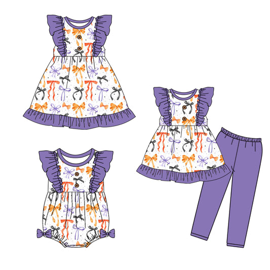 4.28 custom each style moq 5eta 4-6week Sibling Sisters bow baby girl short sleeve pants sets and dress and rompers match family design