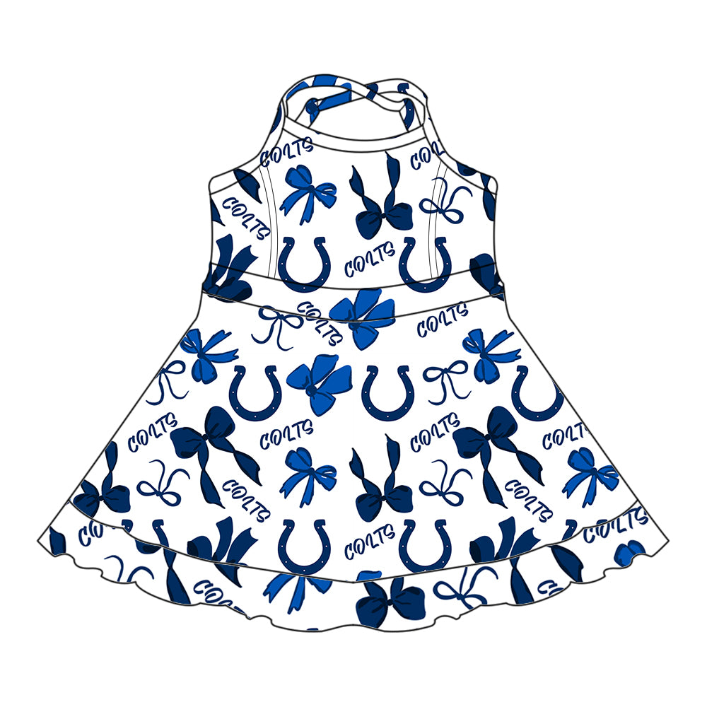 Custom moq 5 mix sizes summer teams baby girls clothes team blue short sleeve skirts shorts sets 1 and skirts sets 2 and and skirts sets 2 and dress 1 and dress 2 and dress 3 and dress 4-25.6.6