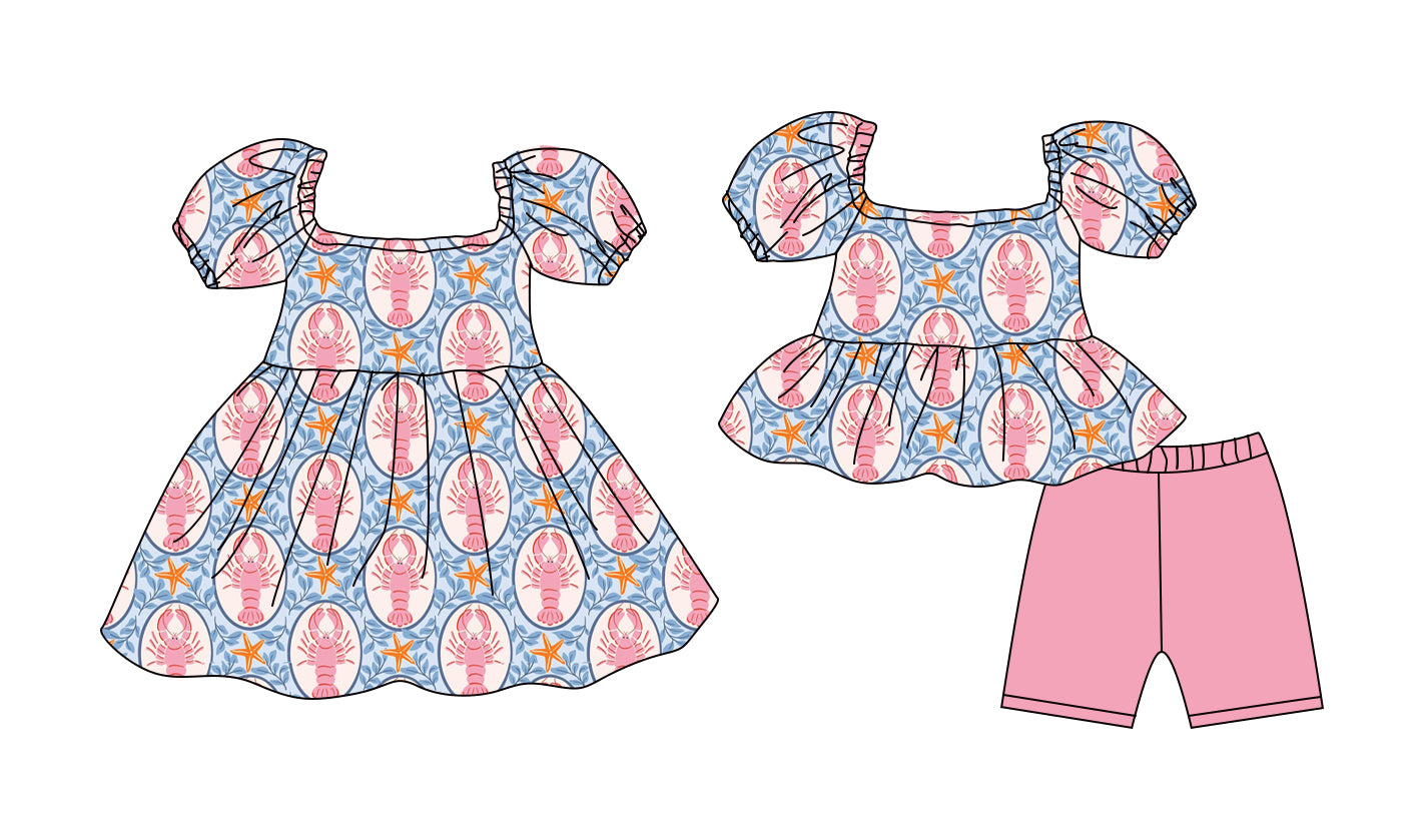 Custom moq 5 mix size Sibling Baby Girl's pink  Short-Sleeved Top And Shorts Set Cute Dress Combination for Little Ones