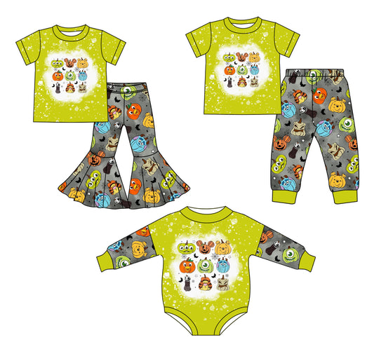 25.5.9 custom each style moq 5eta 4-6week Sibling Sisters pumpkin baby girl short sleeve pants sets 1 and sets 2 and dress and romper match family design