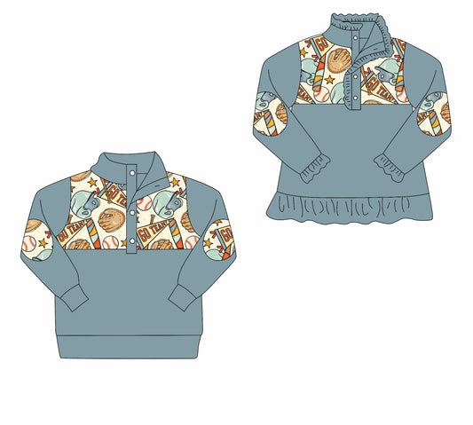 25.8.23 custom each style moq 5eta 4-6week Sibling Sister baseball baby boy long sleeve top 2