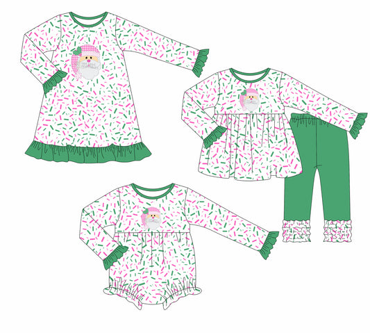 25.7.25 custom each style moq 5eta 4-6week Sibling Sisters Christmas baby girl long sleeve pants sets and dress and rompers match family design