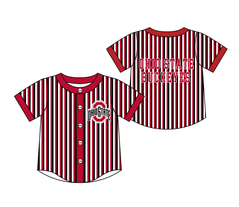 Custom moq 5 mix size milk silk summer teams Red Striped Short-Sleeved Button-Down Shirt for Baby Boy Outfit