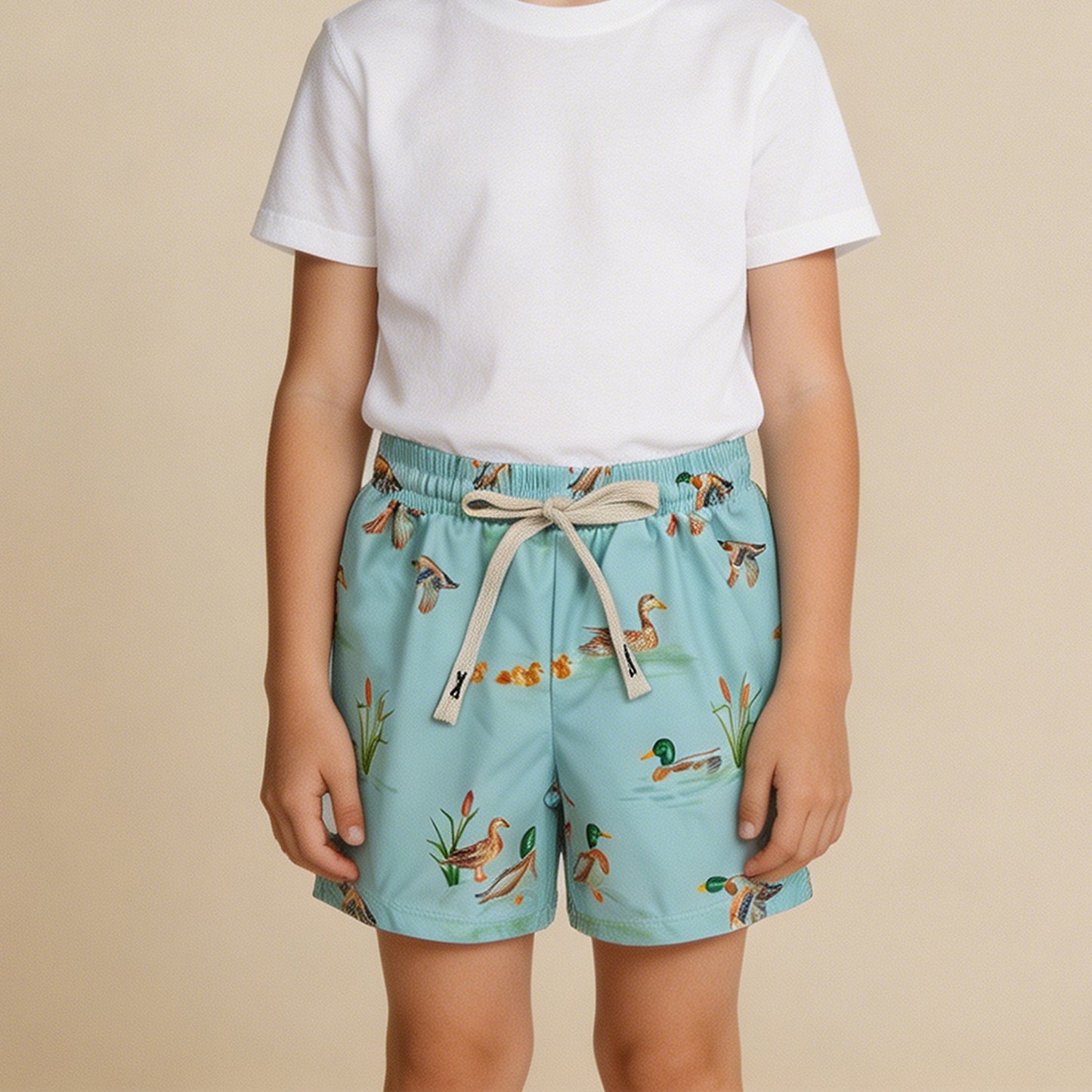 RTS NO MOQ milk silk S0266 Baby Boys Ducks Summer Swimming Trunks Bottom（3-6M-6-7T）