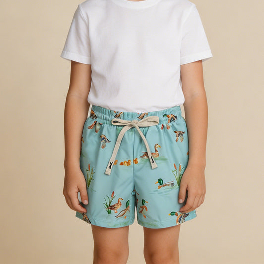 RTS NO MOQ milk silk S0266 Baby Boys Ducks Summer Swimming Trunks Bottom（3-6M-6-7T）