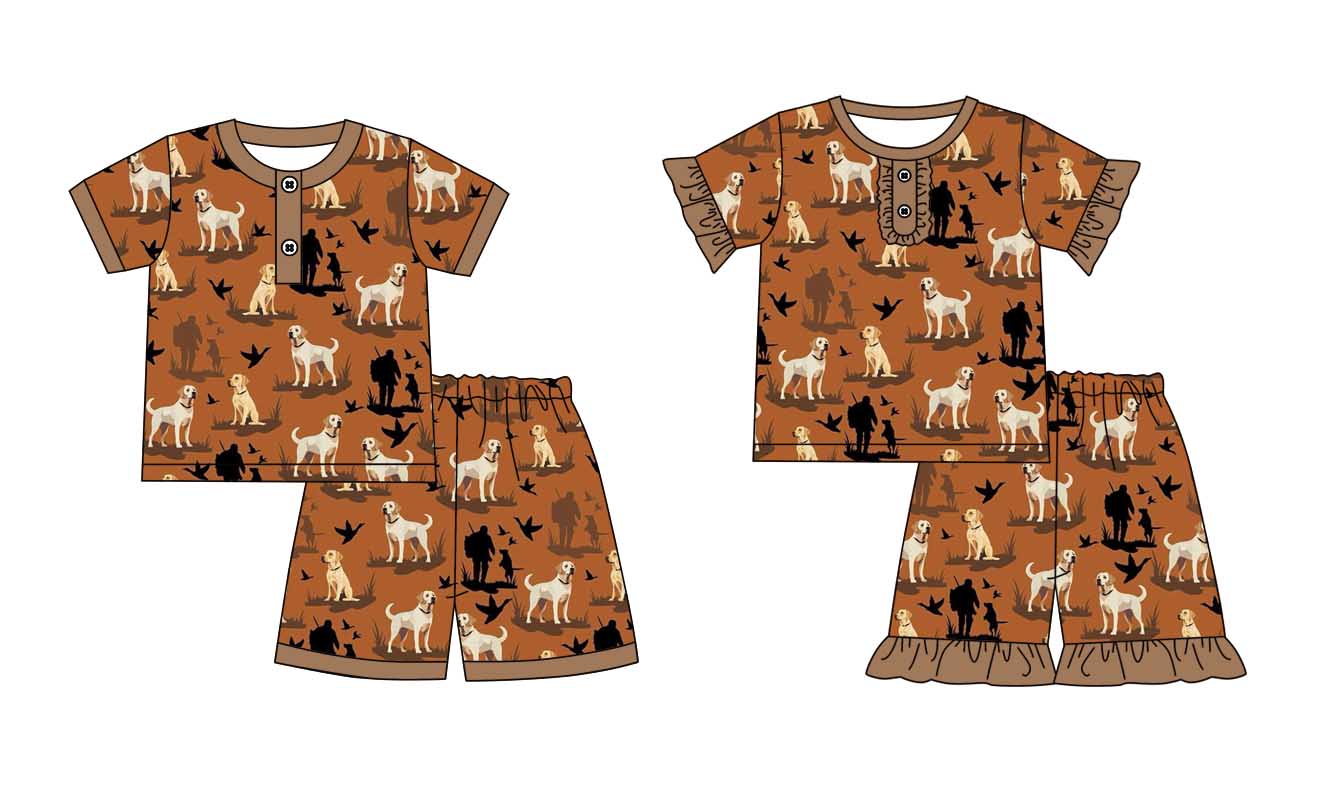 11.1 custom each style moq 5eta 4-6week Sibling Sister puppy baby girl short sleeve shorts sets 1 and sets 2 match design