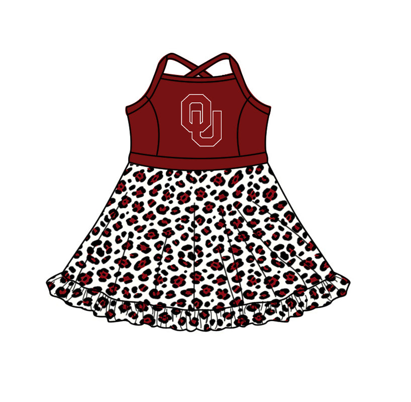 Custom moq 5 mix size summer teams Baby Girls Strap Leopard Print Yoga Active Skort Dress