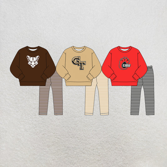 custom moq 5 mix size  MSD072710 Baby Kids Long Sleeve Tops Stripe Pants Team Casual Daily Outfit
