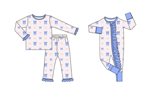 25.7.30 custom each style moq 5eta 4-6week Sibling Sister bow baby boy long sleeve pants sets and rompers match family design