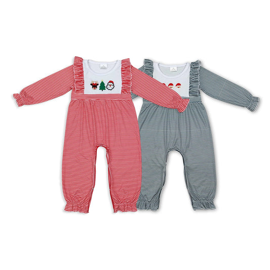 RTS NO MOQ Baby boy clothes Embroidery Christmas long Sleeve Romper Mixed Sizes