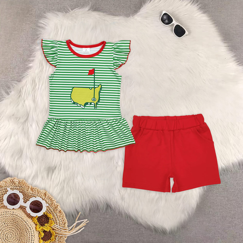 RTS Boys and girls embroidery Short Sleeve Shorts sets